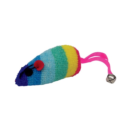 Boss Scruffys Multicolored Fleece Rainbow Mouse Catnip Toy Large 1 pk 32002